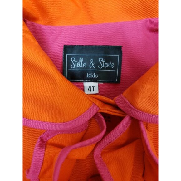 Stella & Stevie Ruffle Jacket Girls 4T Orange Pink Contrast Trim Unlined Coat - Picture 8 of 9